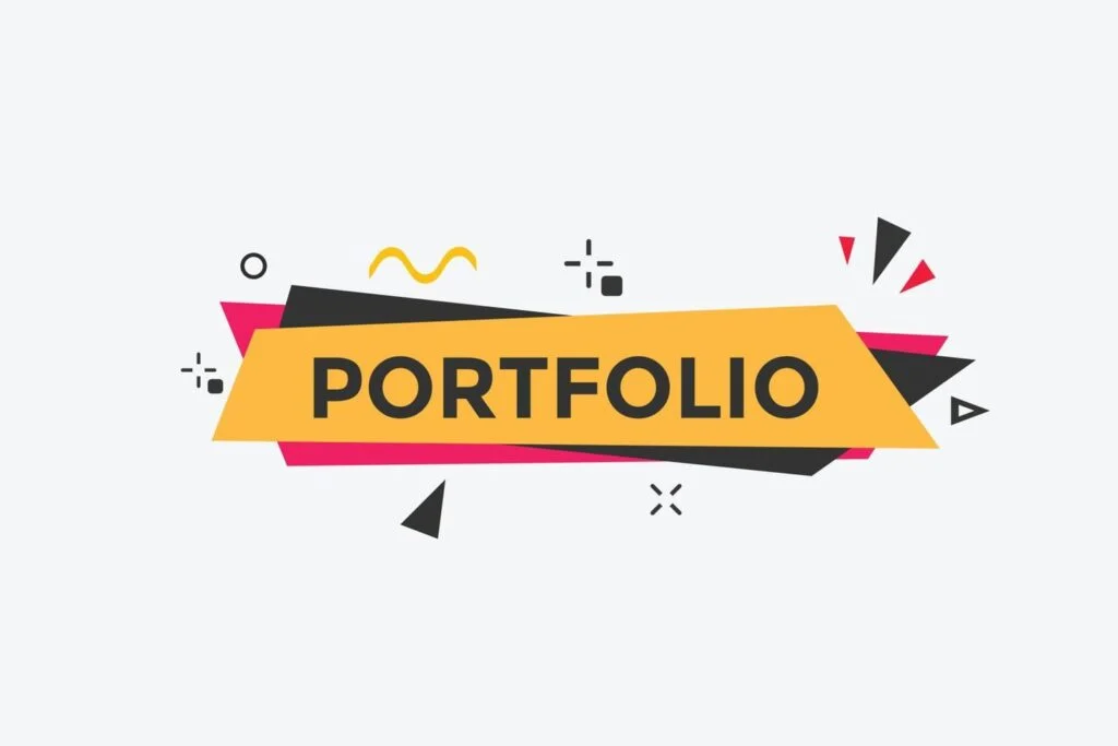 portfolio button portfolio speech bubble portfolio colorful web banner illustration vector